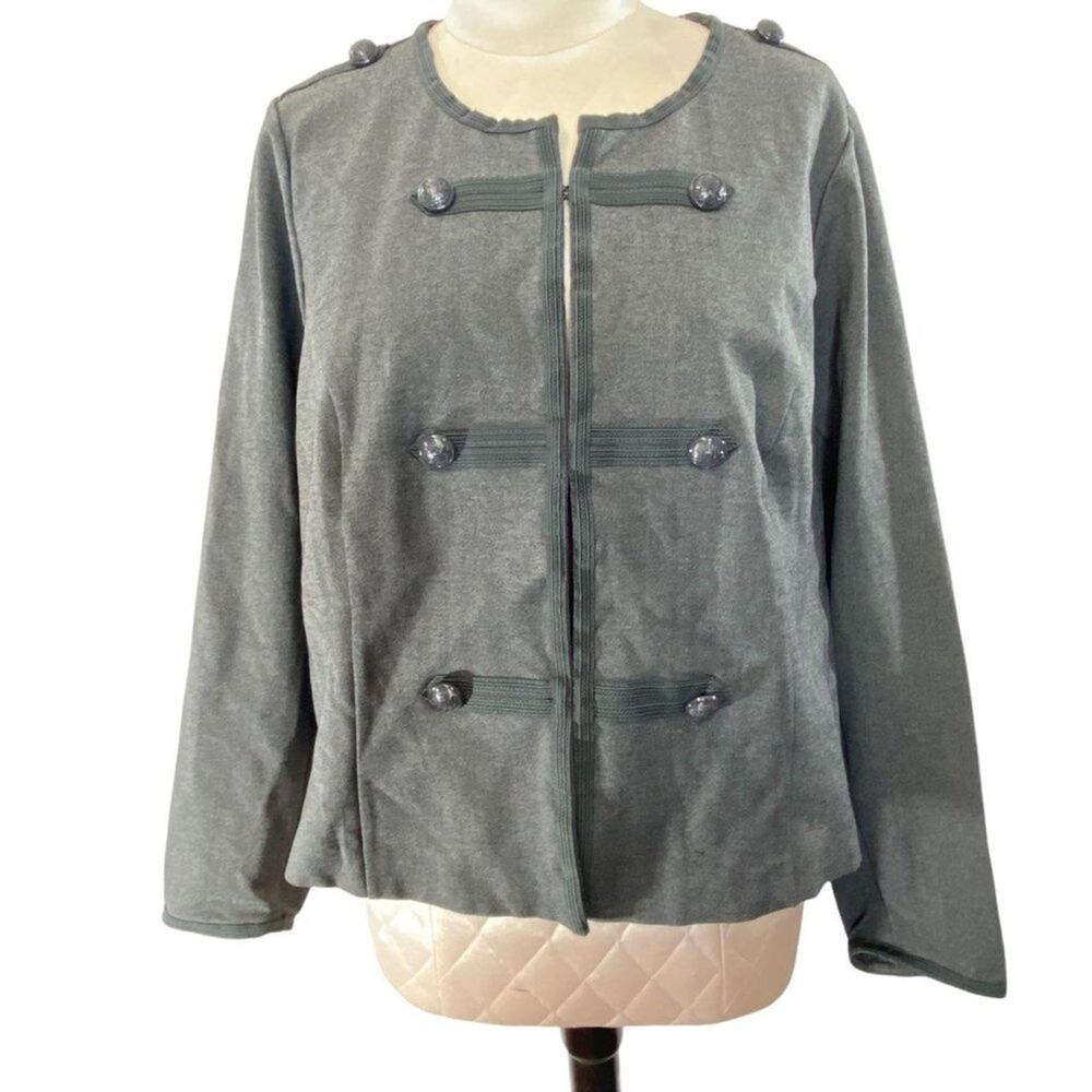 Torrid Grey Military Style Rayon Blend Career Workwear Business Fitted Jacket 4x